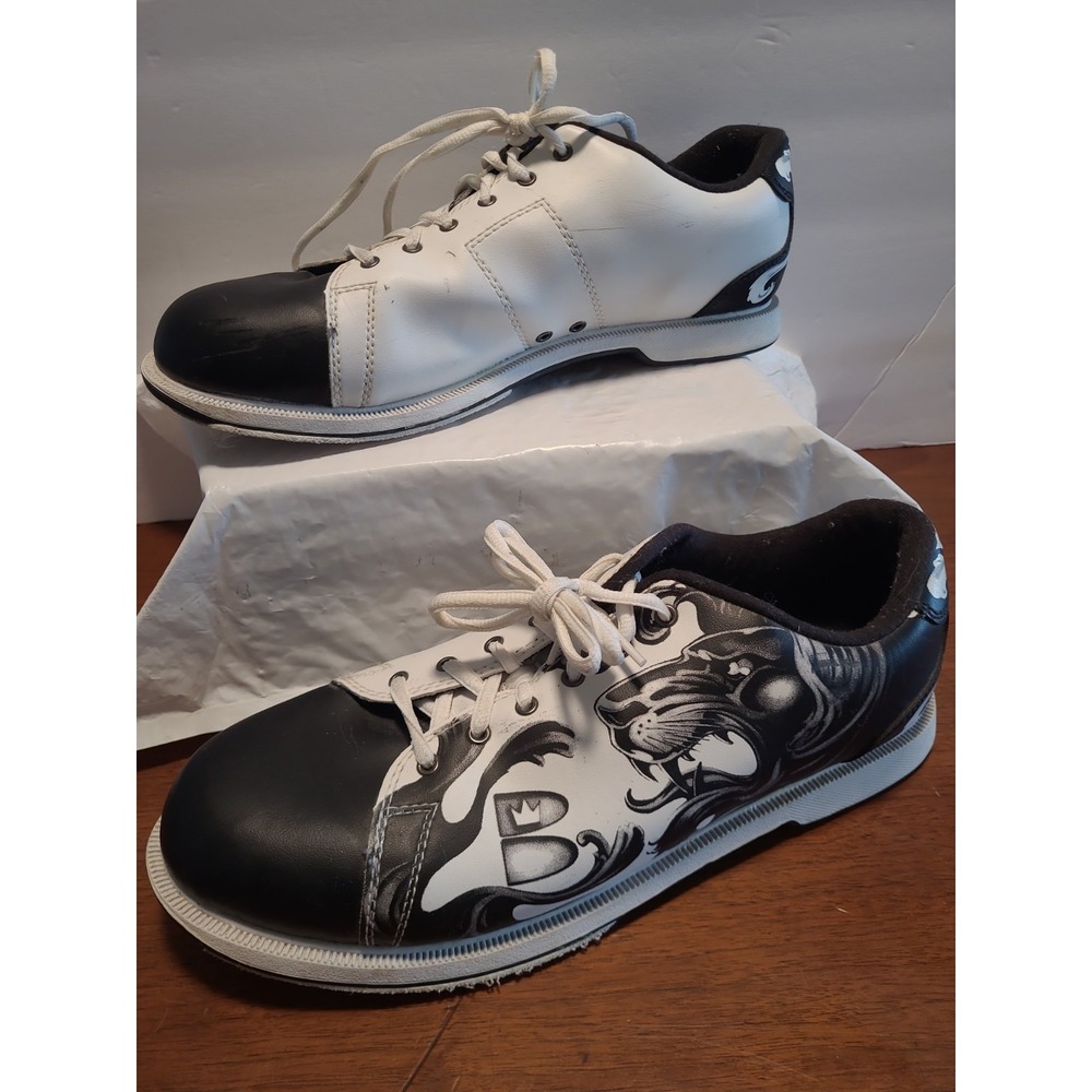 Brunswick Safari Slide Rite Bowling Shoes Mens 10.5M Black White Lion K224-1
